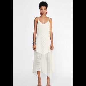 Long lace double layer ecru dress